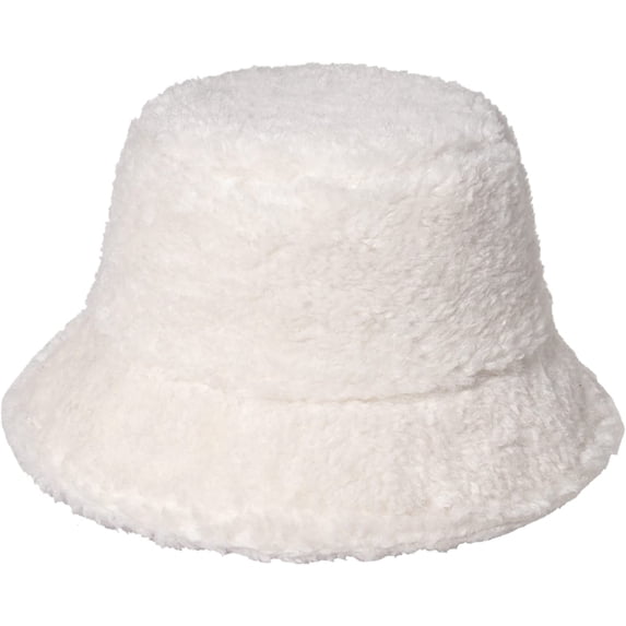 CoCopeaunts White Bucket Hat for Men Solid Color Lamb Plush Fisherman Hat Soft Comfortable Foldable Bucket Caps for Unisex