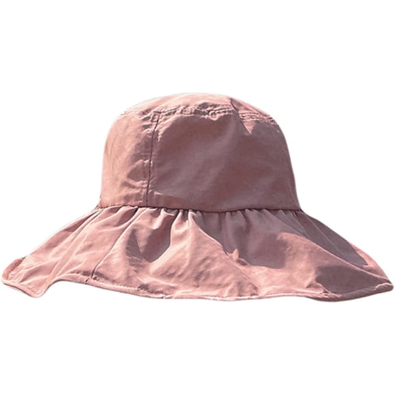 CoCopeaunts Wide Brim Bucket Hat Casual Summer Anti-Ultraviolet Women's Bucket Cap Foldable Female Fisherman Hat Windproof Rope