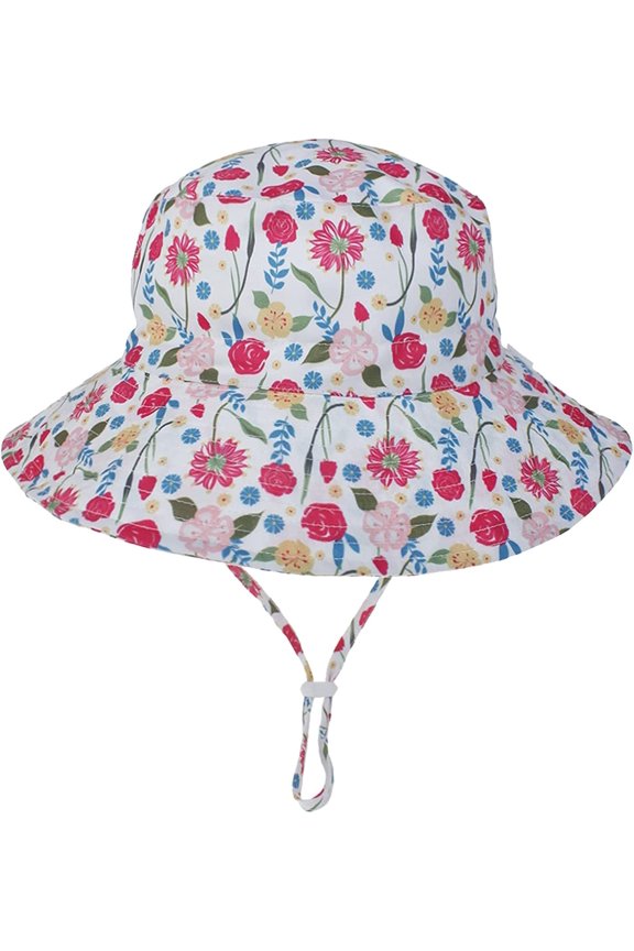 Wide Brim Bucket Hat for Kids Spring Summer Outdoor Sun Protection Headwear Baby Boy Windproof Rope Fisherman Hat