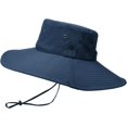 thumbnail image 1 of CoCopeaunts Wide Brim Bucket Hat for Men Sports Hiking Fishing Polyester Twill Chin Cord Breathable Holes Foldable Fisherman Hats, 1 of 8