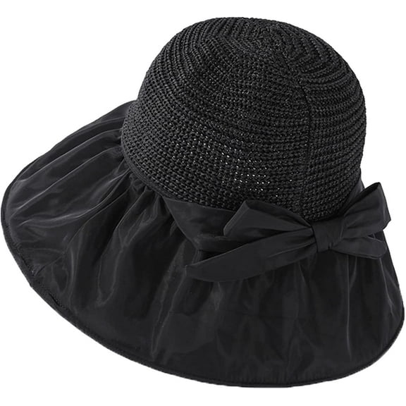 CoCopeaunts Wide Brim Bucket Hat for Women Spring Summer Leisure Sunscreen Fisherman Hat Ladies Outdoor Anti-UV Straw Hat Top