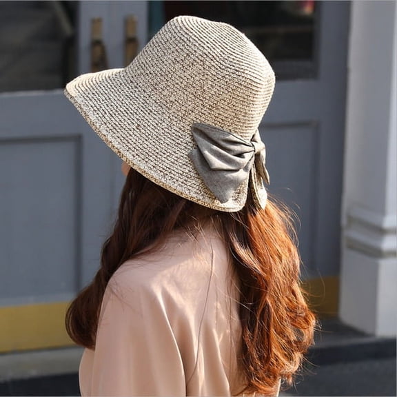 CoCopeaunts Wide-brimmed Hat Large Beach Hat Panama Womens Straw Hat UV Protection Foldable Sun Protection Hat Holiday Outdoor Sport Hat