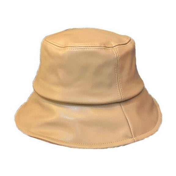 CoCopeaunts Winter Autumn Bucket Hat for Women Faux PU Leather Wide Brim Women Black Bucket Cap Outdoor Hats Lady Fisherman Caps