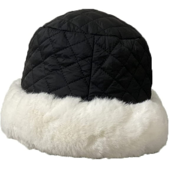 CoCopeaunts Winter Bucket Hat Women Classic Winter Thick Warm Lady Street Wear Rhombic Shape Bucket Cap for Gifts with Plush Brim