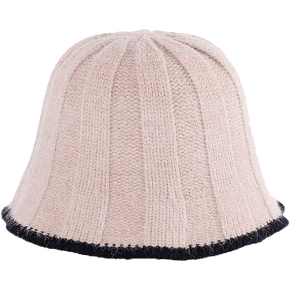CoCopeaunts Winter Bucket Hats for Women Foldable Warm Fisherman Hats Fashion Solid Color Stripe Knitting Hat Camping Hiking