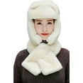 thumbnail image 1 of CoCopeaunts Winter Cozy Plush Bomber Hat Scarf Set Windproof Ushanka Russian Hat Full Hood Earflap Hat Warm Trapper Hat, 1 of 3
