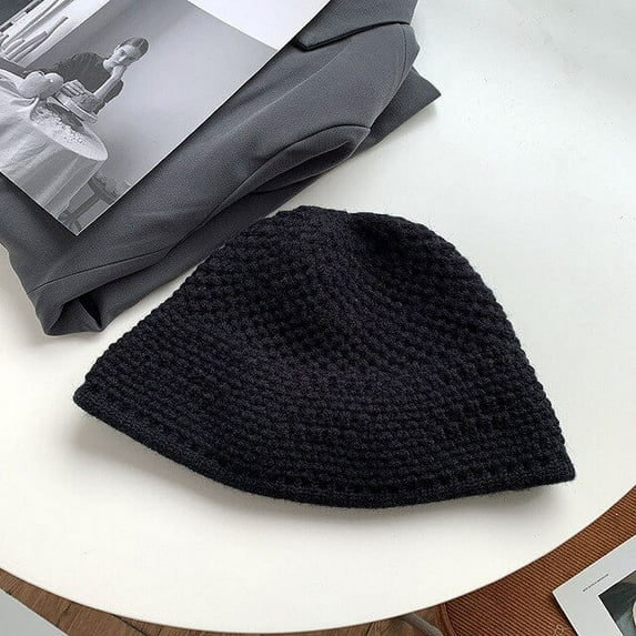 CoCopeaunts Winter Knitted Bucket Hats For Women Winter Thickened Warm Ear Protector Bob Woolen Hat Lady Panama Outdoor Hiking Fisherman Hat