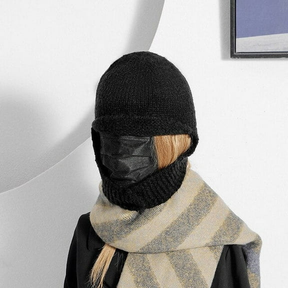 CoCopeaunts Winter Knitted Mohair Ear Hats For Women&Men Warm Beanies Caps Outdoor Ski Balaclava Bib Earflap Bomber Cap Ladies Skullies Hat