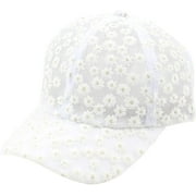 CoCopeaunts Women Baseball Cap, Adjustable Hollow Lace Hat Stylish Daisy Sun Hat Lightweight Baseball Hat for Summer Spring