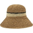 thumbnail image 1 of CoCopeaunts Women Beach Hat Straw Braided Stripe Fisherman Hat Summer Sun Protection Foldable Roll up Floppy Trendy Bucket Cap, 1 of 8