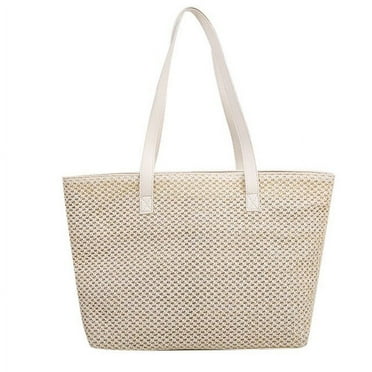 CoCopeaunts Women Beach Straw Woven Shopping Tote Bag Summer Ladies Large Pure Color Handbag