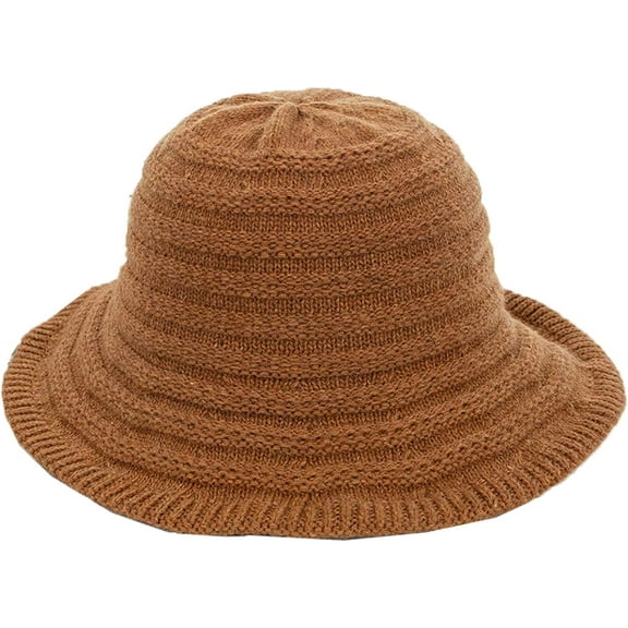 CoCopeaunts Women Bucket Hat Autumn Winter Soft Comfort Fisherman Hat Ladies Fashion Solid Color Packable Knitted Basin Hat