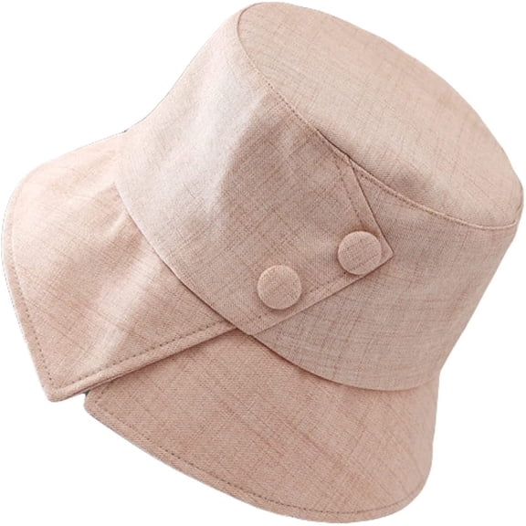 CoCopeaunts Women Bucket Hat Button Summer Thin Breathable Basin Hat Outdoor Sports Travel Beach Fishermen Hat Irregulars Brim