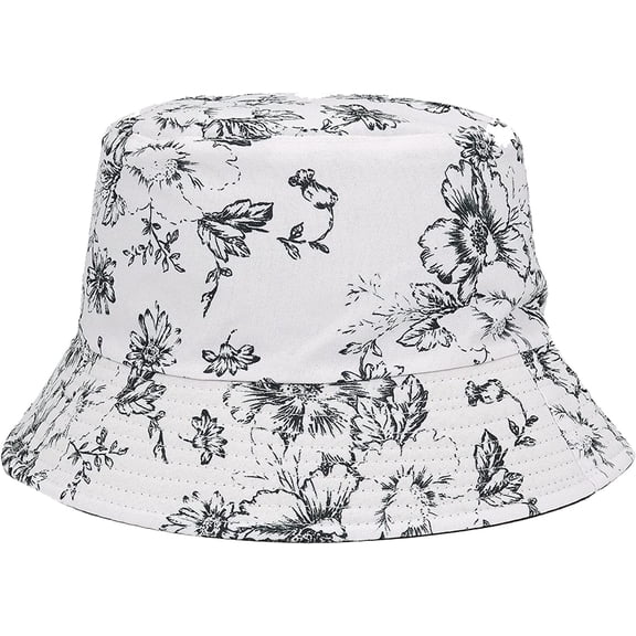 CoCopeaunts Women Bucket Hat Cotton Double-Side-Wear Reversible Sun Cap Summer Vacation Travel Beach Packable Fisherman Hat