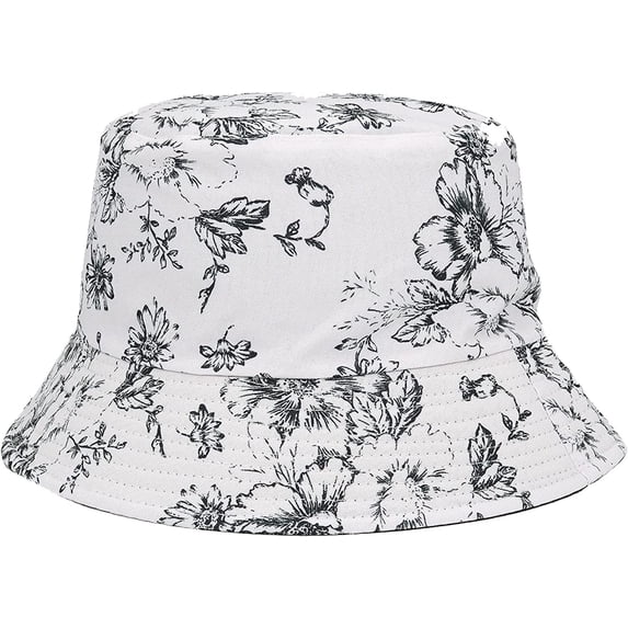 CoCopeaunts Women Bucket Hat Cotton Double-Side-Wear Reversible Sun Cap Summer Vacation Travel Beach Packable Fisherman Hat