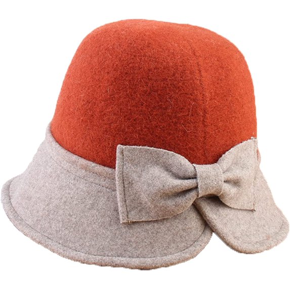 CoCopeaunts Women Bucket Hat Elegant Bow Decorated Wool Tweed Two-Colors Splicing Fisherman Hat Autumn Winter Warm Hundred Take