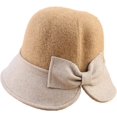 thumbnail image 1 of CoCopeaunts Women Bucket Hat Elegant Bow Decorated Wool Tweed Two-Colors Splicing Fisherman Hat Autumn Winter Warm Hundred Take, 1 of 8