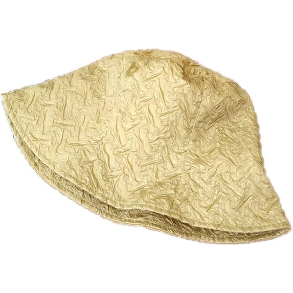 CoCopeaunts Women Bucket Hat Fashion Pleated Design Street Travel Wild Wear Pure Color Summer UV Protection Folding Fisherman Hat