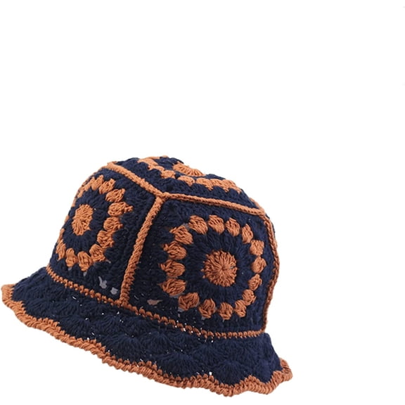 CoCopeaunts Women Bucket Hat Garden Fisherman Hat Autumn Winter Warm Flower Knitting Woven Basin Hat Daily Street All-Match