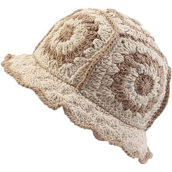 CoCopeaunts Women Bucket Hat Garden Fisherman Hat Autumn Winter Warm Flower Knitting Woven Basin Hat Daily Street All-Match
