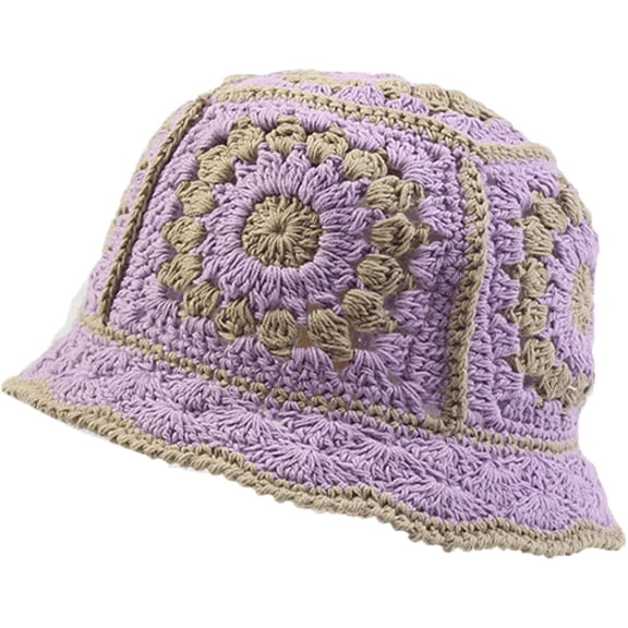 CoCopeaunts Women Bucket Hat Garden Fisherman Hat Autumn Winter Warm Flower Knitting Woven Basin Hat Daily Street All-Match