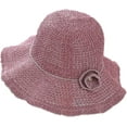 thumbnail image 1 of CoCopeaunts Women Bucket Hat Hollow Out Solid Color Bucket Cap Collapsible Dome Basin Hat with Flower Hatband Ruffled Brim, 1 of 8