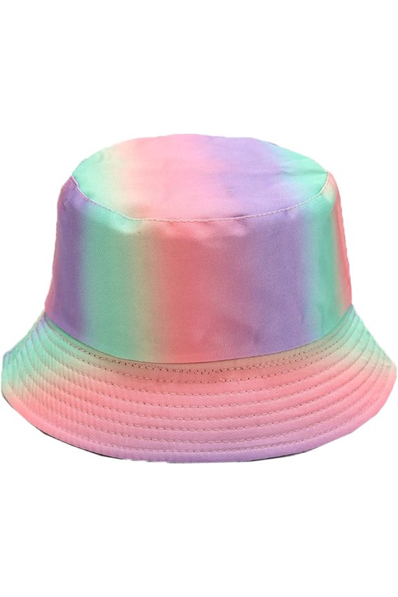 Women Bucket Hat Rainbow Candy Colors Men Fisherman Hat Outdoor Sports Travel Beach Two Side Wear Female Basin Caps