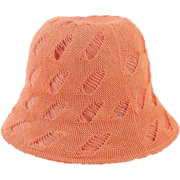 CoCopeaunts Women Bucket Hat Solid Color Casual Simple Bucket Caps Bell-Shaped Hollow Design Stretchy Warm Knitting Beanie Hat