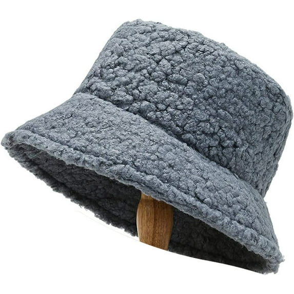 CoCopeaunts Women Bucket Hat Solid Men Fishing Fisherman Hat Autumn Winter Lamb Wool Outdoor Thickening Warm Basin Hat