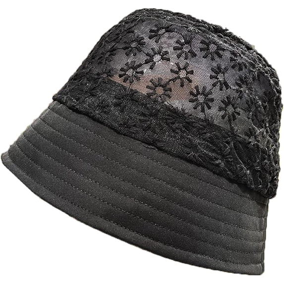 CoCopeaunts Women Bucket Hat Spring Summer Lace Broken Flower Fisherman Hat Shade Breathable Basin Hat Thin Section Sunscreen