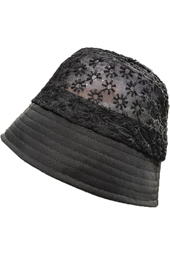 Women Bucket Hat Spring Summer Lace Broken Flower Fisherman Hat Shade Breathable Basin Hat Thin Section Sunscreen