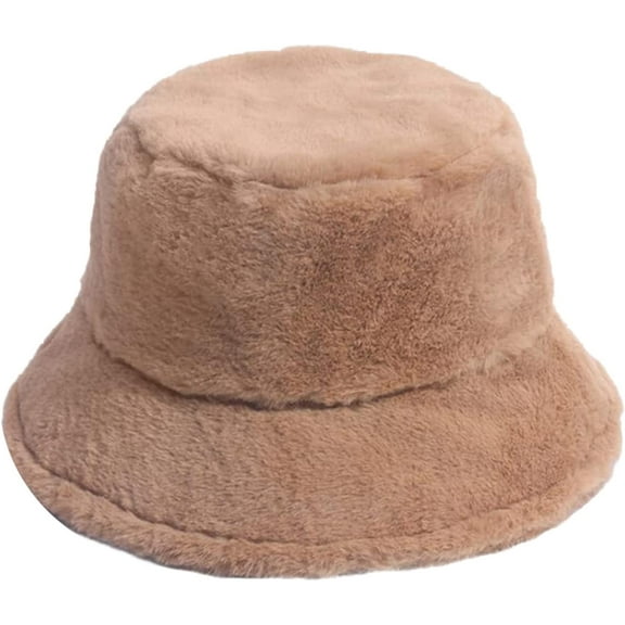 CoCopeaunts Women Bucket Hat Winter Autumn Thick Warm Soft Lamb Wool Basin Hat Solid Color Ladies Prevent Cold Fisherman Hat