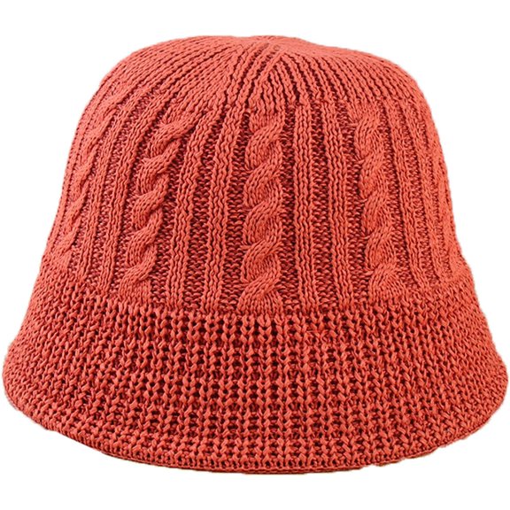CoCopeaunts Women Bucket Hat Winter Thickness Fashion Knit Cloche Hat Solid Color Warm Crochet Cap for Outdoor Sport Walking