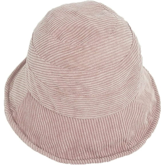 CoCopeaunts Women Bucket Hat Winter Warm Solid Corduroy Bucket Cap Folding Sunscreen Fisherman Hat for Streetwear All-Match