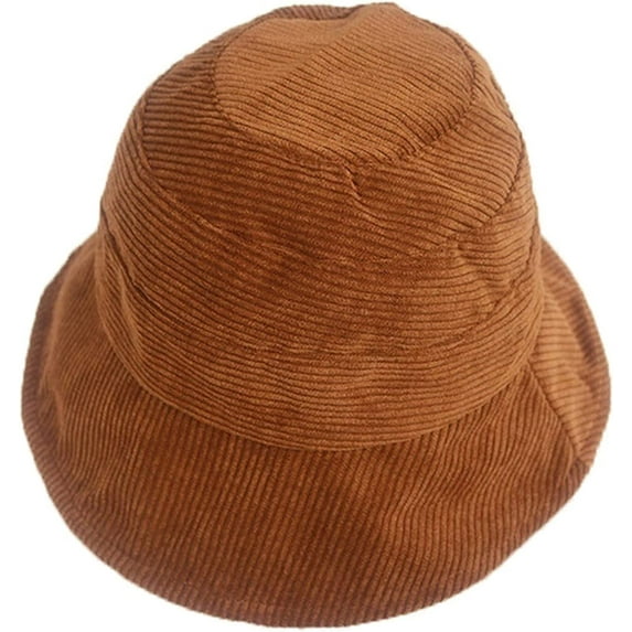 CoCopeaunts Women Bucket Hat Winter Warm Solid Corduroy Bucket Cap Folding Sunscreen Fisherman Hat for Streetwear All-Match