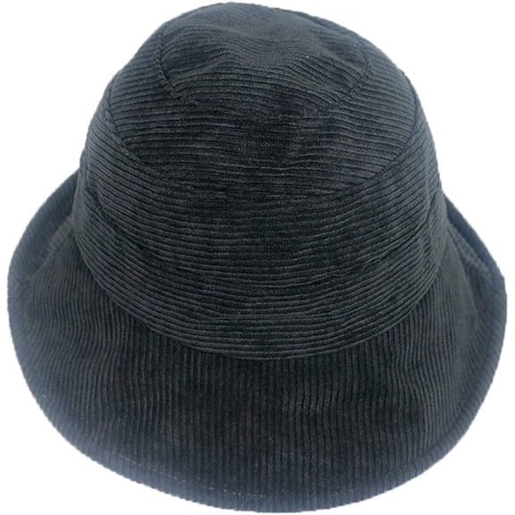 CoCopeaunts Women Bucket Hat Winter Warm Solid Corduroy Bucket Cap Folding Sunscreen Fisherman Hat for Streetwear All-Match