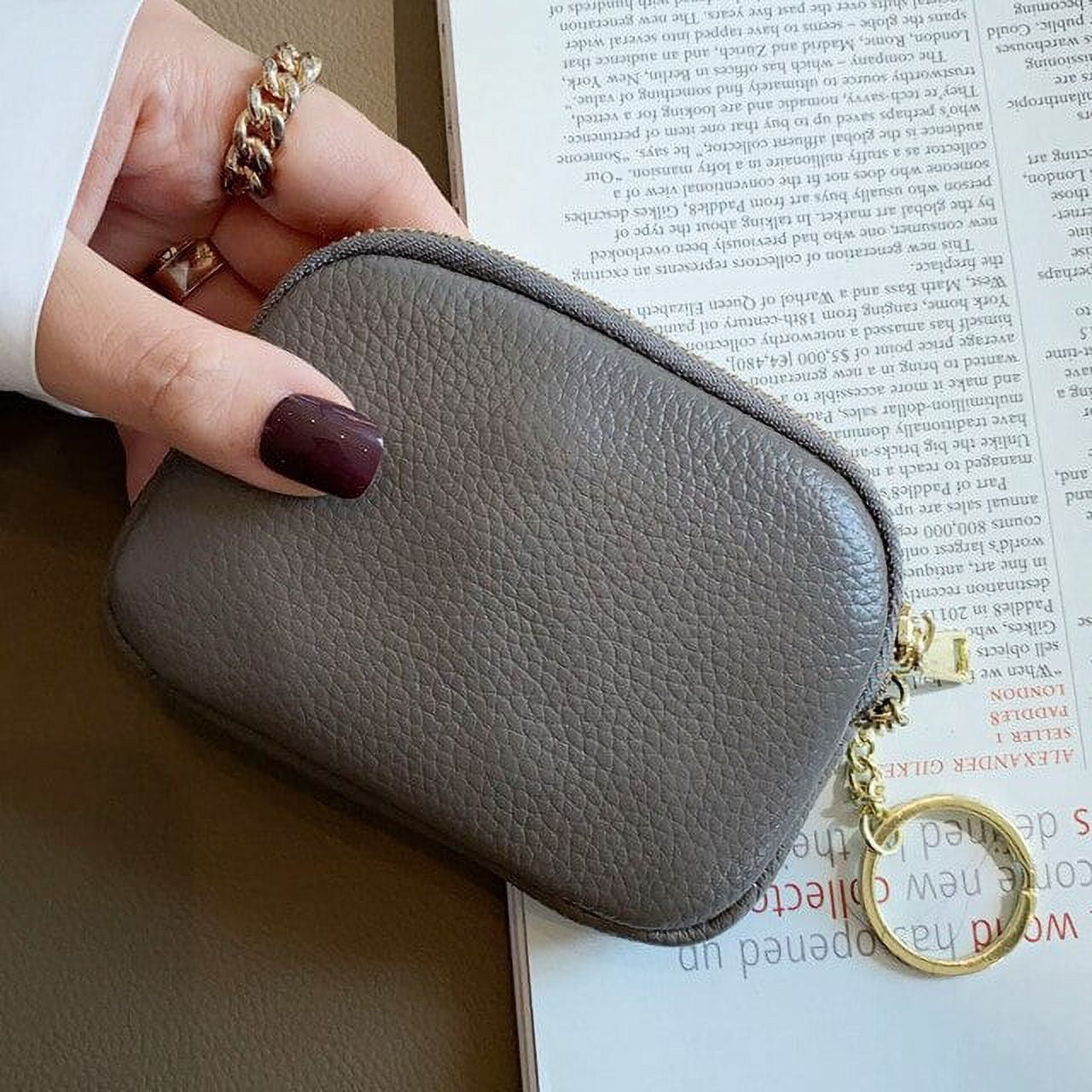 CoCopeaunts Women Clutch Coin Purse Fashion Simple Cow Leather Short Wallet Cute Money Bags Mini Zipper Coin Pouch with Key Ring Walmart