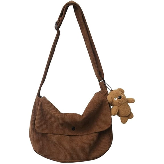 CoCopeaunts Women Corduroy Crossbody Bag Casual Corduroy Hobo Bags Large Shoulder Tote Bag Fashion Messenger Bag