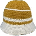 thumbnail image 1 of CoCopeaunts Women Crochet Bucket Hat Piece Color White Strips Knit Hat Autumn Winter Trendy Outdoor Wide Brim Cold Proof Cap, 1 of 8