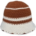 thumbnail image 1 of CoCopeaunts Women Crochet Bucket Hat Piece Color White Strips Knit Hat Autumn Winter Trendy Outdoor Wide Brim Cold Proof Cap, 1 of 8