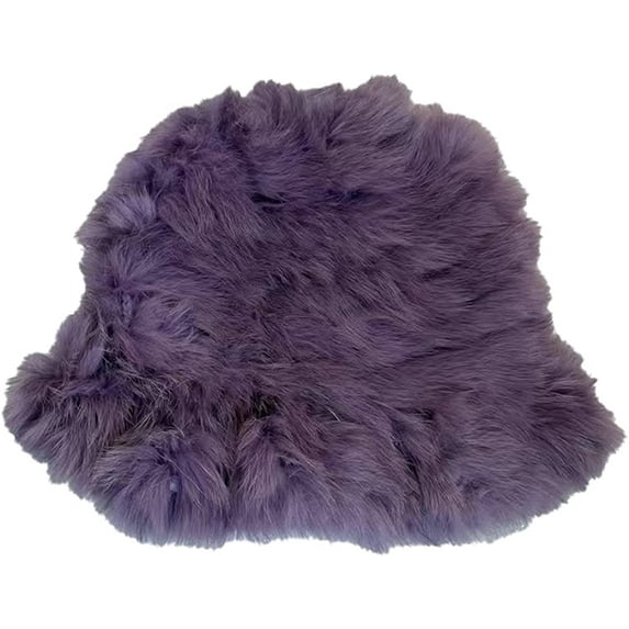 CoCopeaunts Women Fluffy Bucket Hat Fisherman Cap Winter Plush Wool Thick Warm Fisherman Cap Ruffle Bucket Hat Outdoor