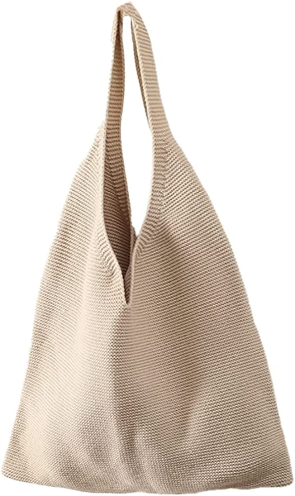 CoCopeaunts Women Handwoven Aesthetic Tote Bag Knit Cute Tote Bags Casual Style Handwoven Travel Bag Crocheted Bag for Women Girl