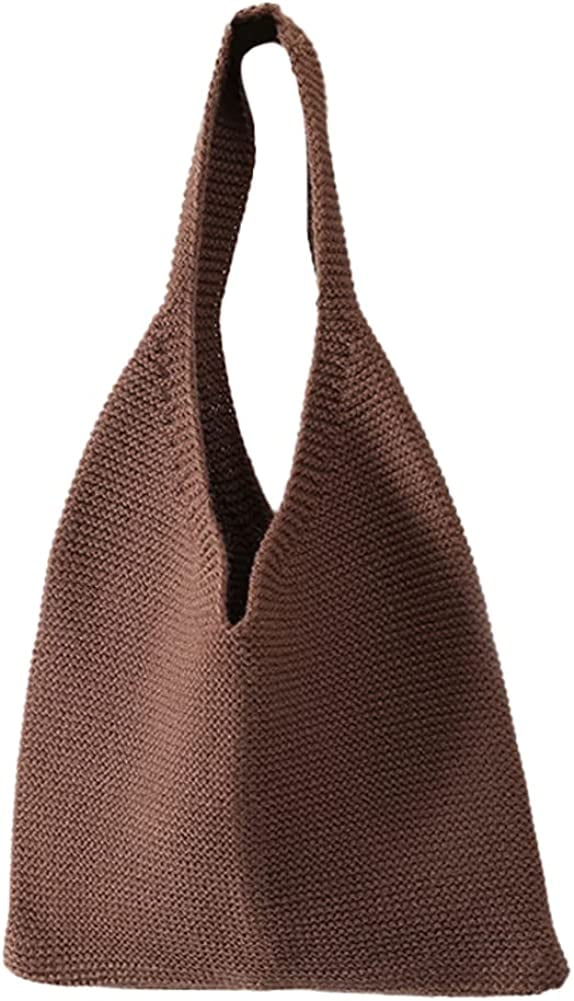 CoCopeaunts Women Handwoven Aesthetic Tote Bag Knit Cute Tote Bags Casual Style Handwoven Travel Bag Crocheted Bag for Women Girl