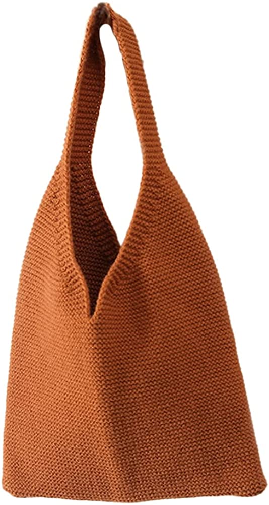CoCopeaunts Women Handwoven Aesthetic Tote Bag Knit Cute Tote Bags Casual Style Handwoven Travel Bag Crocheted Bag for Women Girl