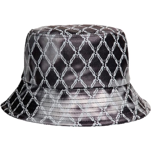 CoCopeaunts Women Men Bucket Hat Cotton Foldable Fisherman Hat Rhombus Stripes Sunscreen Cap Summer Outdoor Anti-Ultraviolet