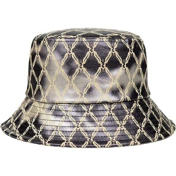 CoCopeaunts Women Men Bucket Hat Cotton Foldable Fisherman Hat Rhombus Stripes Sunscreen Cap Summer Outdoor Anti-Ultraviolet