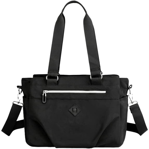 CoCopeaunts Women Men Nylon Tote Handbag Multi-Pockets Large Tote Crossbody Bag Fashion Purse Satchel Shoulder Bag for School Travel