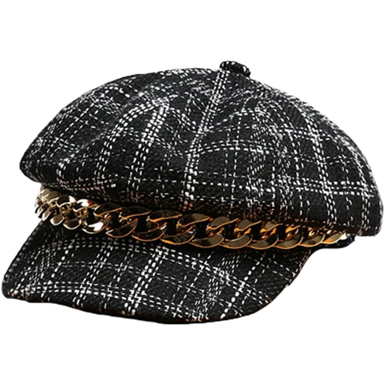 CoCopeaunts Women Newsboy Hats Plaid Tweed Baker Boy Fiddler 