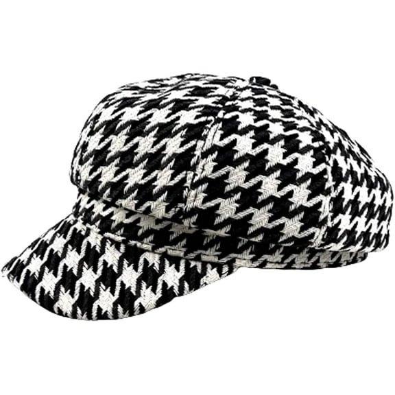 CoCopeaunts Women Plaid Tweed Newsboy Hat Bakerboy Hat Beret Cap Fiddler Cap for Winter