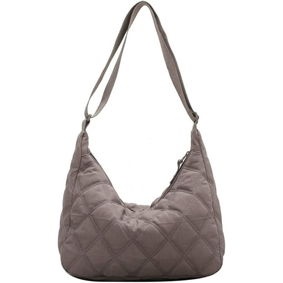 CoCopeaunts Women Quilted Shoulder Bag Lingge Down Tote Bag Winter Cotton Padded Adjustable Shoulder Straps Handbag for Women